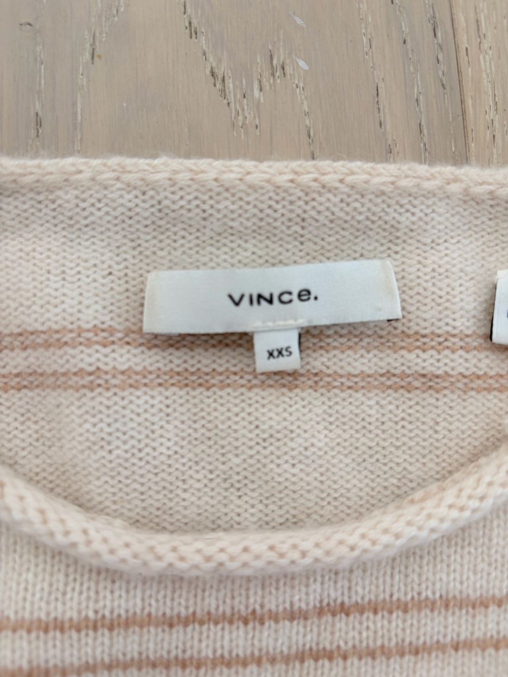 Vince Railroad Stripe Cream with Camel Stripes Cashmere / Wool blend Sweater - Picture 4 of 6